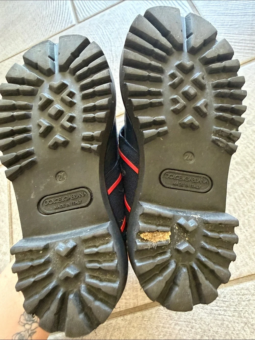 Dolce & Gabbana Black Kids Mary Jane Shoes with Red Trim